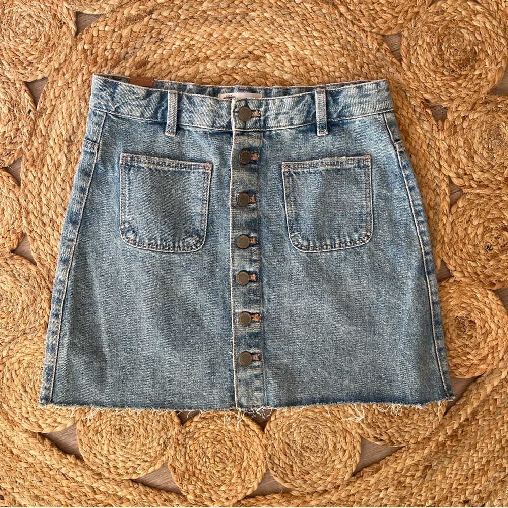 Women's Zara Denim Button Front Skirt Size M
